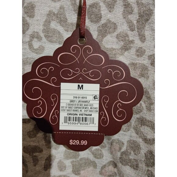 Knox Rose Mixed Media French Terry Leopard High Low Long Cinched Sleeve Top M Nw - Picture 6 of 9